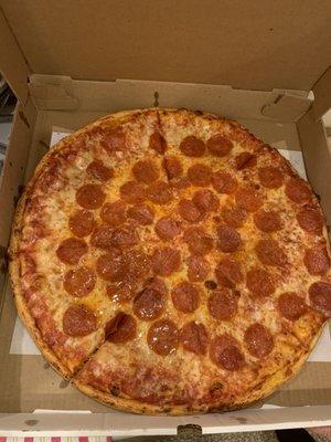 Large pie with pepperoni