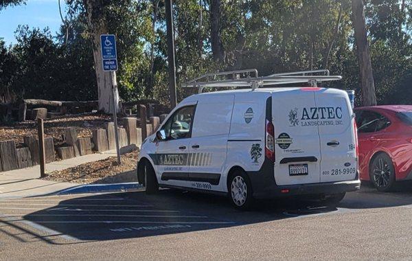 Why do their workers think it's OK to take a handicap spot while taking break at chollas lake?