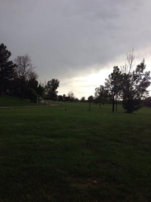 View from the third hole with a delightful storm In the background.