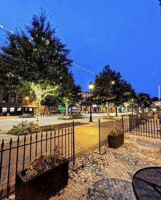 Nighttime patio views