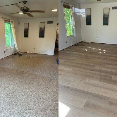 Before and after family room install