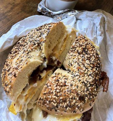 BEC on an everything bagel - the best go to!