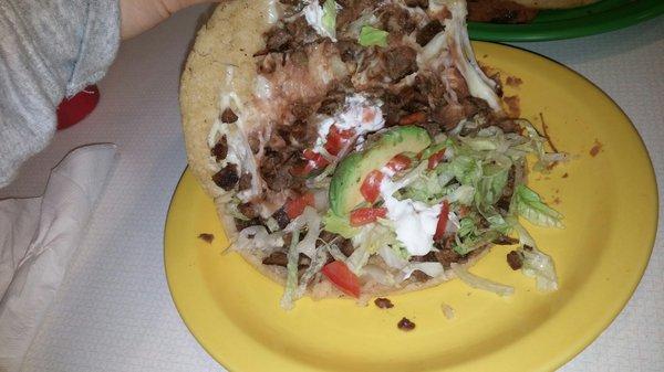 Inside a steak gordita