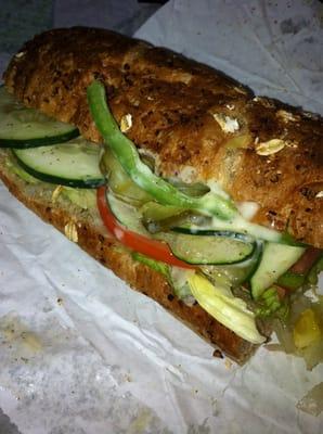 Foot long veggie, hold the olives and onions.