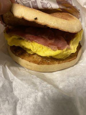 Ham and egg on a Portuguese roll