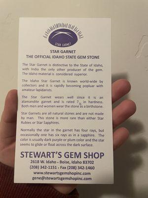 Info about the star garnet