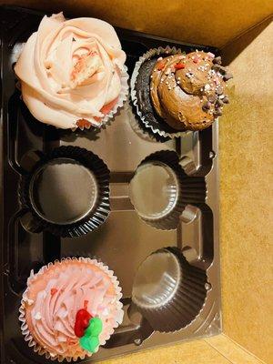 Midnight Magic(top left), Velvet Rose(bottom left), and Strawberry ShortCake (far right ).