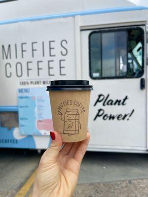 Miffies Flat White coffee with oat milk