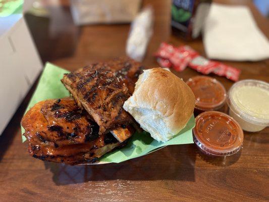 Rib and BBQ Chicken Combination Plate