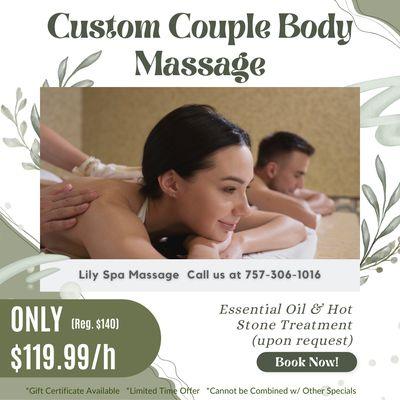 Lily Spa Massage
 3636 Virginia Beach Blvd #103, Virginia Beach, VA 23452
 Call us at 757-306-1016 or 917-302-7552