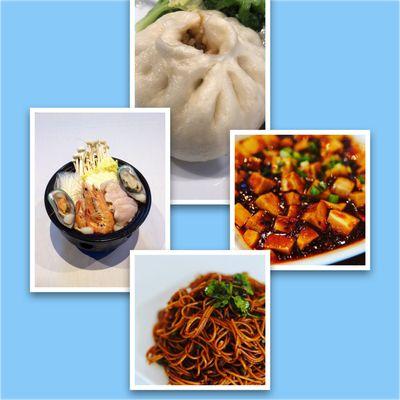 pork bun，seafood hot pot，cold spicy noodles，spicy tofu