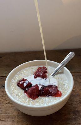 Strawberries and cream oatmeal