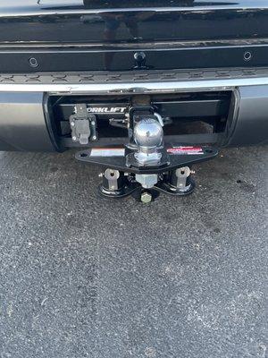 Installed full tow package with movable plug