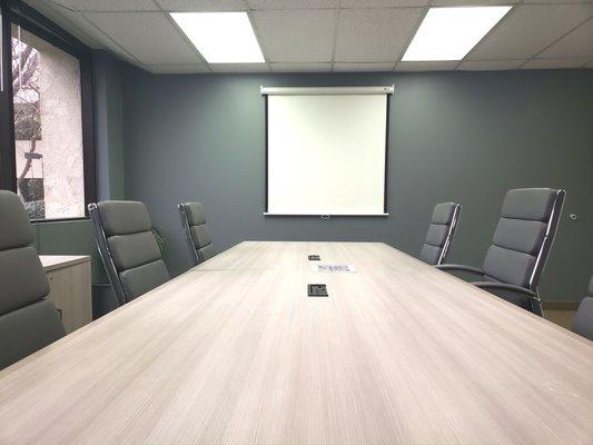 Board Room Suite 160
officeLOCALE Coworking Spaces - Projector Screen with Ethernet connected Conference Table