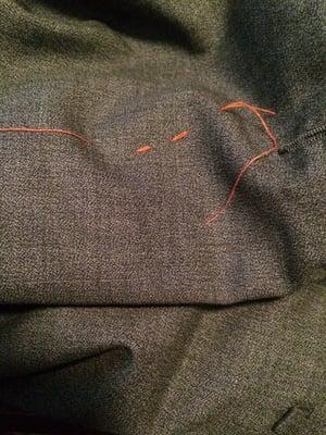 The damage was about 3/4 of an inch below the red thread