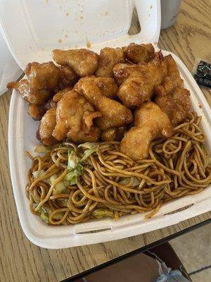 Orange chicken  and House Chow Mein