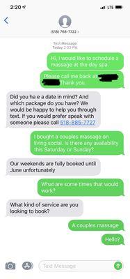 Great service via text.