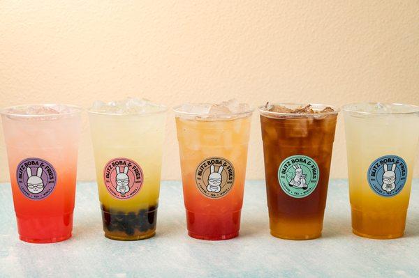 Tasty lemonades and flavored iced teas available with your favorite topping of boba, jellies, or popping bobas.