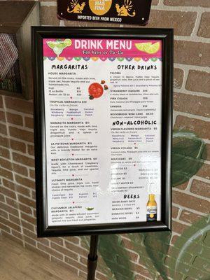 Drink menu