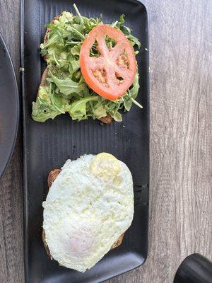 Avocado toast with eggs over easy.