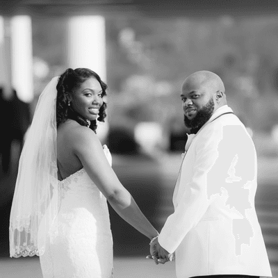 Bride and groom sharing a moment.