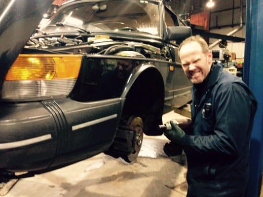 Nate putting on some winter tires