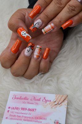 Nail the Halloween vibe ALL October!  Enjoy $5 off for spooktastic nail designs!  Let's make your nails boo-tiful! #HalloweenNails