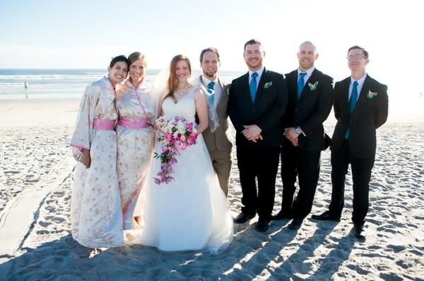 Lee made the kimonos, she altered me dress, altered my husband's suit, and made the butterfly boutonnieres for the groomsmen!