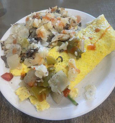 Vegetable Omelette with home fries