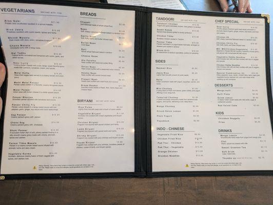 Menu at Krazy Curry, Pineville