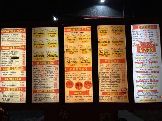 Menus and drive through