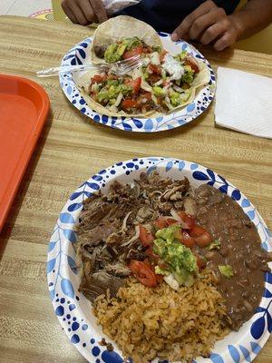 Carnitas plate & tacos