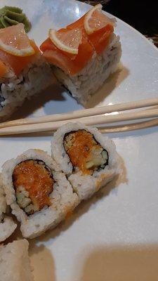 Spicy salmon and sunset rolls