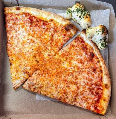 Cheese slices and garlic knots