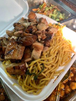 Combo #2 with bourbon chicken & lo Mein