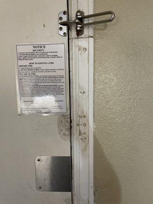 Evidence of previous security issues requiring lock to be moved repeatedly