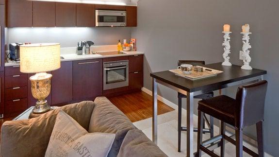 Kitchen with dark wood finishes