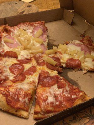 Sparkys Pepperoni Pizza & The Hawaiian Pizza