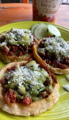 Chorizo Sopes w/ Salsa Verde