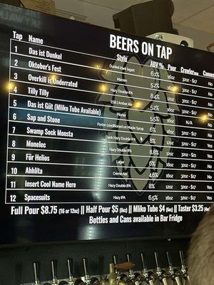 Beer menu