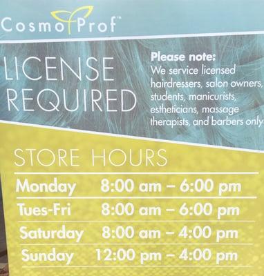 hours for cosmoprof