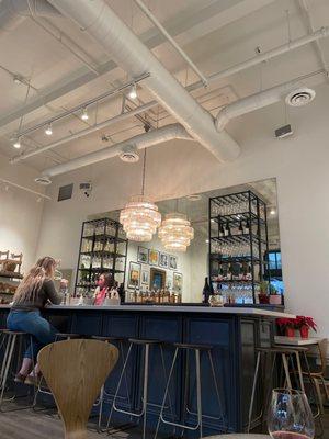 Bar with cool test tube chandelier