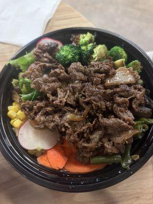 Bulgogi w veges and rice - yummy! Only $13.65