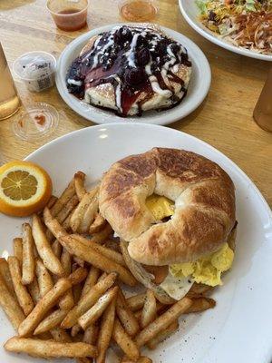 Loaded croissant w/ Black Forest pancakes