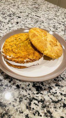 Oatmeal cream pie and snickerdoodle cookie