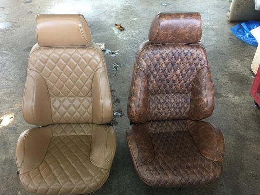 Before and after of front bucket seats