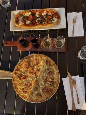 Gluten Free Flat Bread and Wine Flight! (Regular flat bread included on white plate)