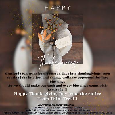 Happy Thanksgiving day by ThinkTree Technologies