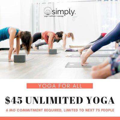 $45 Unlimited Yoga Promotion!