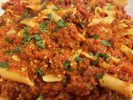 Make your own pasta - ground beef, arribiata, and gluten free pasta